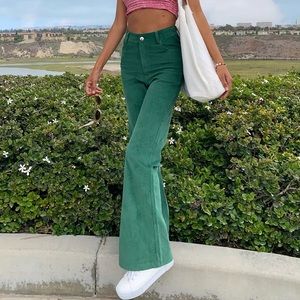 Green corduroy Princess Polly flare jeans
